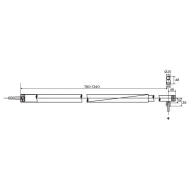 Wall to Glass Telescopic Stabilizing Bar | Ozone