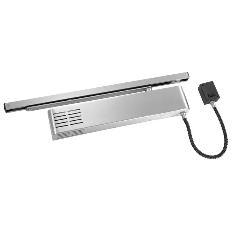 Door Closer with Electromagnetic Hold Open Track Arm with Smoke Detector , SS
