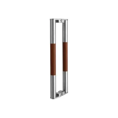 Glass Door Handles in Stainless Steel and Wood Finish Combination