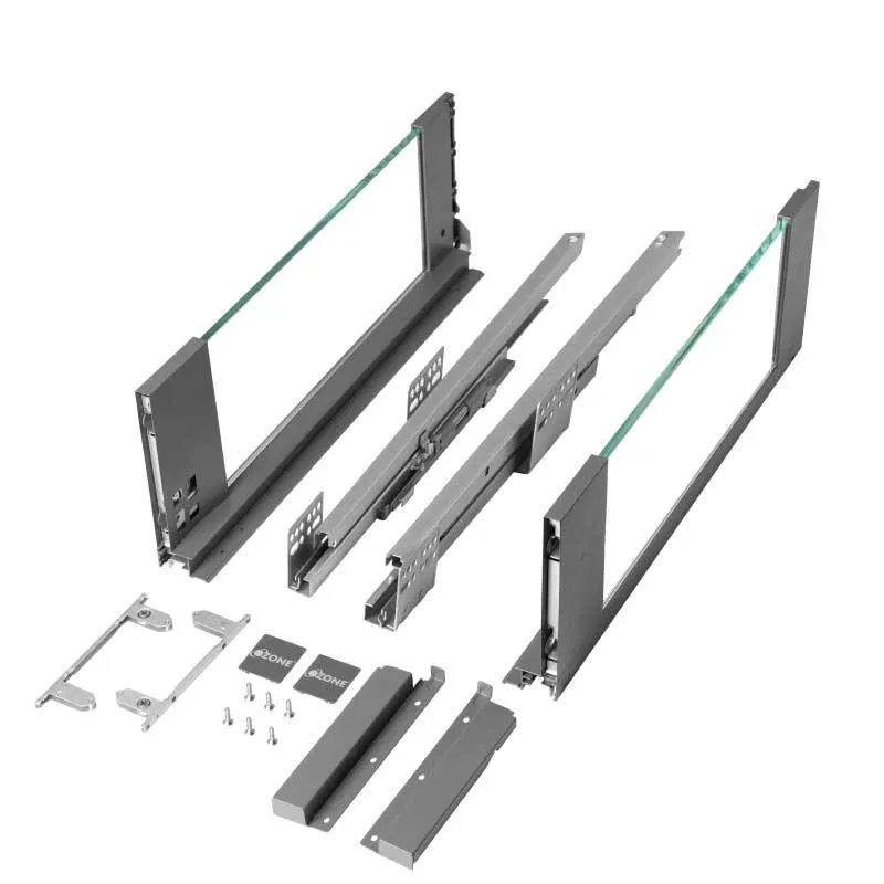 Slim Pro Ergotec Glass Drawer System with Full-Extension and Soft-Close | Side Wall: Glass