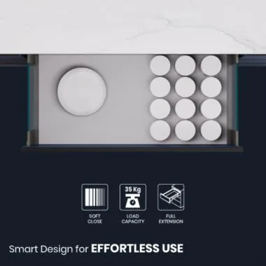 Slim Pro Ergotec Glass Drawer System with Full-Extension and Soft-Close | Side Wall: Glass | Ozone