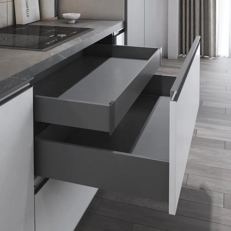 Slim Pro Inner Drawer System with Full-Extension and Soft-Close | Front Panel: Metal