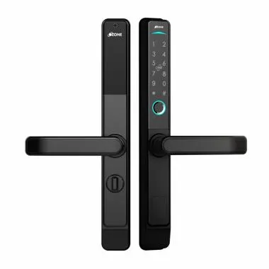 Narrow Style Internal Door Lock for Wooden & Metal Swing Doors, 4-Way Access, OzoLife App, Fingerprint, Password, RFID Card, 35-80 mm Door Thickness, 2 Years Warranty (Black)
