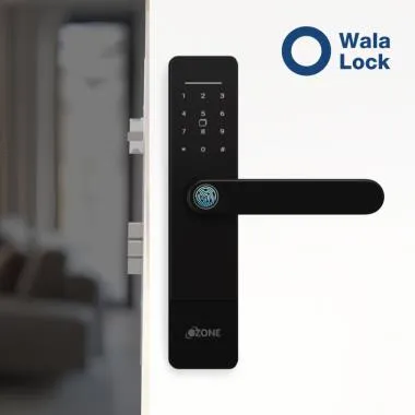 Smart Wi-Fi Lock for Wooden & Metal Doors, 4-Way Access, OzoLife App, Fingerprint, Password, RFID Card, 30-50 mm Door Thickness, Free Installation, 2 Years Warranty (Black) | Ozone