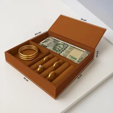 Jewellery Tray Organizer with Faux Leather & Velvet Lining | Ring, Bracelet, Cash & Accessory Holder | Ozone