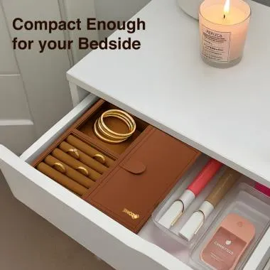 Jewellery Tray Organizer with Faux Leather & Velvet Lining | Ring, Bracelet, Cash & Accessory Holder | Ozone