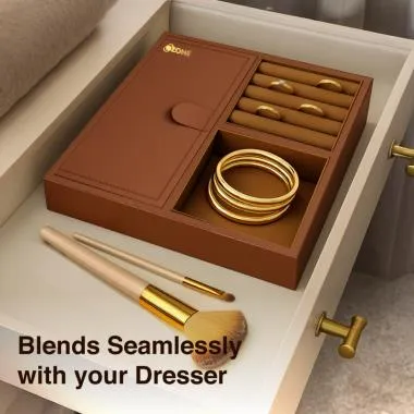 Jewellery Tray Organizer with Faux Leather & Velvet Lining | Ring, Bracelet, Cash & Accessory Holder | Ozone