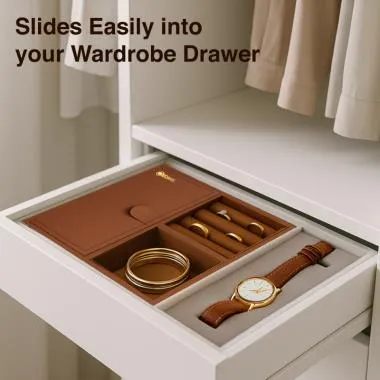 Jewellery Tray Organizer with Faux Leather & Velvet Lining | Ring, Bracelet, Cash & Accessory Holder | Ozone