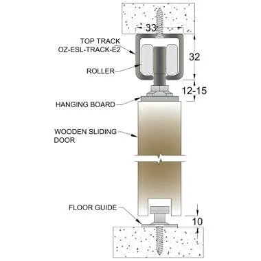 Sliding System Set W/O Track for Single Framed/Wooden Door of 100 Kg | Ozone