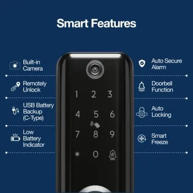 Smart Wi-Fi Lock with a Built-in Camera for Wooden and Metal Doors, 4-way Access | Ozone