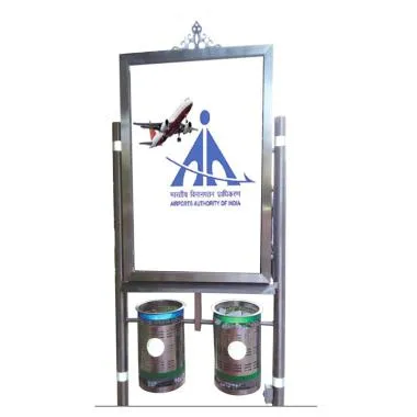 Double Pole Signage With Dustbin