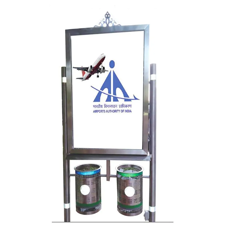 Double Pole Signage With Dustbin
