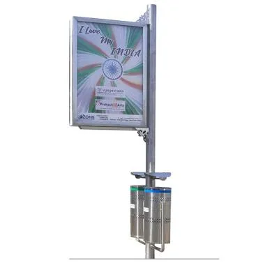 Unipole Flag Signage With Dual Dustbin