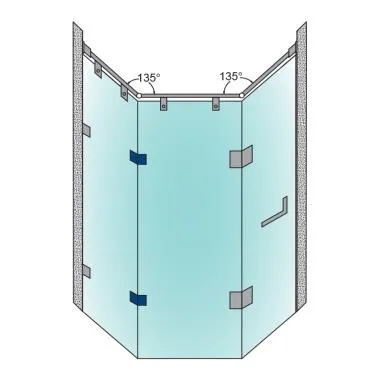 Glass to Glass Connector 135° , Satin Stainless Steel | Ozone