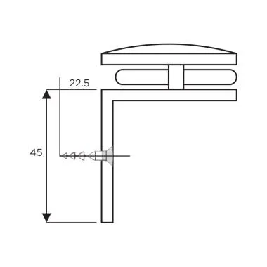 Wall to Glass Connector 90° , Polish Stainless Steel | Ozone